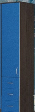 Шкаф-пенал №2 (закрытый) Бодего темный/Голубой в Большеречье - bolshereche.katalogmebeli.com | фото 1