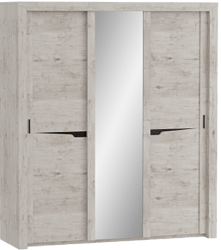 Шкаф трехдверный Соренто с раздвижными дверями Дуб бонифаций/Кофе структурный матовый в Большеречье - bolshereche.katalogmebeli.com | фото
