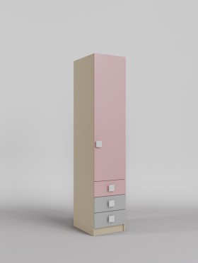 Шкаф угловой (секция с ящиками) Грэйси (Розовый/Серый/корпус Клен) в Большеречье - bolshereche.katalogmebeli.com | фото