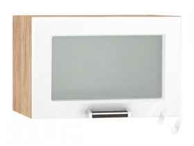 Шкаф верхний со стеклом Прага ШВГС 500 (Белое дерево/корпус дуб крафт золотой) в Большеречье - bolshereche.katalogmebeli.com | фото