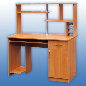 Компьютерный стол 1 с надстройкой (Венге/Дуб выбеленный) в Большеречье - bolshereche.katalogmebeli.com | фото 3
