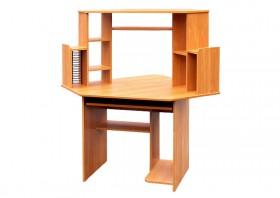 Угловой компьютерный стол (Вишня Оксфорд) в Большеречье - bolshereche.katalogmebeli.com | фото