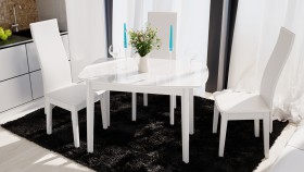 Стол обеденный «Портофино» (Белый глянец/Стекло белое) в Большеречье - bolshereche.katalogmebeli.com | фото 2