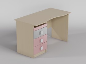 Стол (столешница с выемкой) Грэйси (Розовый/Серый/корпус Клен) в Большеречье - bolshereche.katalogmebeli.com | фото