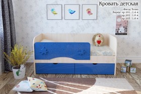 Техно Кровать детская 2 ящика 1.6 Синий глянец в Большеречье - bolshereche.katalogmebeli.com | фото