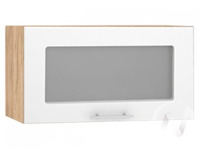 Шкаф со стеклом Валерия-М ШВГС-600 (Белый глянец/Дуб Крафт Золотой/верхний/горизонтальный) в Большеречье - bolshereche.katalogmebeli.com | фото