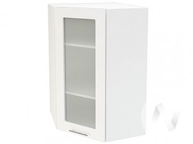 Угловой шкаф со стеклом Валерия-М ШВУС-599 (Белый глянец/Белый/верхний/высокий) в Большеречье - bolshereche.katalogmebeli.com | фото